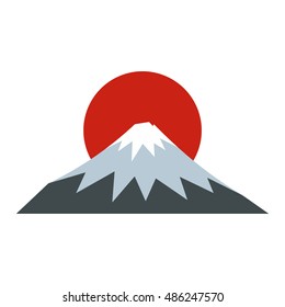 The sacred mountain of Fuji, Japan icon in flat style on a white background vector illustration