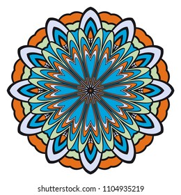 Sacred oriental mandala. color floral ornament. Abstract shapes in Asian style. Vector Illustration