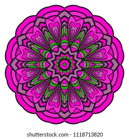 Sacred oriental mandala. color floral ornament. Abstract shapes in Asian style. Vector Illustration