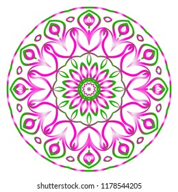 Sacred oriental mandala. color floral ornament. Abstract shapes in Asian style. Vector Illustration.
