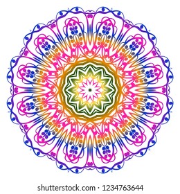 Sacred oriental mandala. color floral ornament. Abstract shapes in Asian style. Vector Illustration.