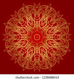 Sacred oriental mandala. color floral ornament. Abstract shapes in Asian style. Vector Illustration.