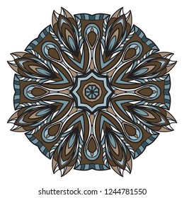 Sacred oriental mandala. color floral ornament. Abstract shapes in Asian style. Vector Illustration.
