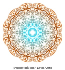 Sacred oriental mandala. color floral ornament. Abstract shapes in Asian style. Vector Illustration.