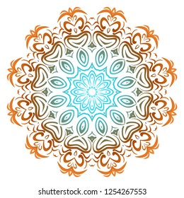 Sacred oriental mandala. color floral ornament. Abstract shapes in Asian style. Vector Illustration.
