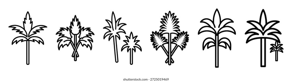 sakrale Prozession Palmen Linie Kunst Illustration einzeln auf weißem Hintergrund von Palmen Sonntag Symbole