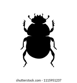 Sacred scarab beetle silhouette. Vector illustration isolated on white background