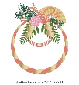 Sacred Shinto Rope Talisman Against Evil. Vector Illustration Isolated On A White Background.