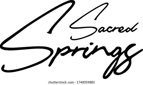 Sacred Springs Cursive Calligraphy Black Color Text On White Background