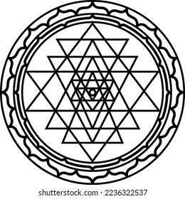 Das heilige Sri Yantra ohne Tore. Erstellt mit nur heiliger Geometrie.