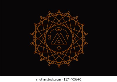 Sacred symbol. Circle geometry, alchemy, religion, philosophy, magic, mystic, meditation.