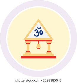 Ícone do Mandir do Templo Sagrado que representa a espiritualidade, a devoção e a tradição religiosa, perfeito para destacar o culto hindu, espaços sagrados e cerimônias culturais em um design reverente e pacífico