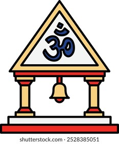 Ícone do Mandir do Templo Sagrado que representa a espiritualidade, a devoção e a tradição religiosa, perfeito para destacar o culto hindu, espaços sagrados e cerimônias culturais em um design reverente e pacífico