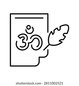 Sacred text icon. Religion and scripture line symbol. Black and white.