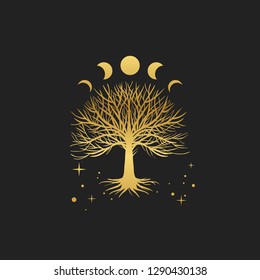 Sacred Tree. Vector Hand Drawn Illustration