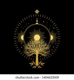 Sacred tree. Vector hand drawn illustration