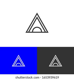 Sacred triangle logo design concept. Mountain logomark illustration. Can representing magic, illusion, adventure, fast, data.