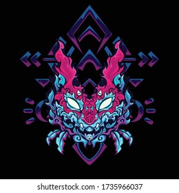 
sacred tribal cat soul grab one for your soul abstract ghost travel collection art blue pink poster 