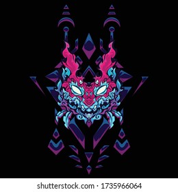 
sacred tribal cat soul grab one for your soul abstract ghost travel collection art blue pink poster 