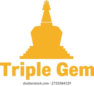 Sacred Triple Gem typography t-shirt design vector illustration for Buddhist symbol three jewels and spiritual religious concept isolated on transparent background.