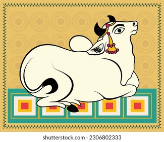 Sacred Union: Kalighat Painting of Mahadev Nandi. Kalighat Art Madhubani art, Contemporary Art, Indian Paintings, Wall Paintings.