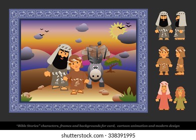 The Sacrifice of Isaac. Biblical stories. Vector illustration.