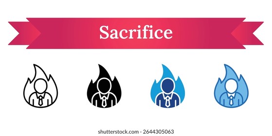 Sacrifice - Multi Style - Person in front of flame, representing dedication, hard work, and personal sacrifice for progress