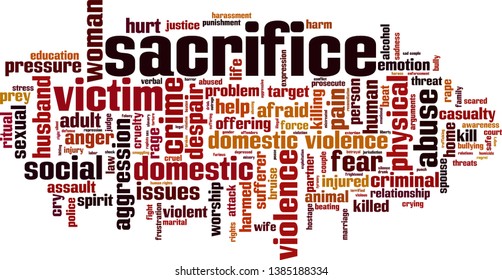 Sacrifice word cloud concept. Collage made of words about sacrifice. Vector illustration