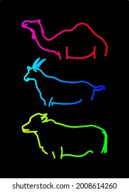 sacrificial animal icon illustration in neon color