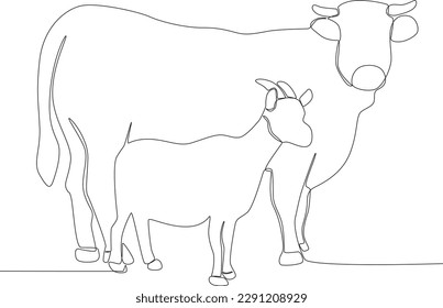 Sacrificial animals for Eid al-Adha. Eid al-Adha one-line drawing