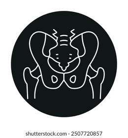 Sacroiliitis color line icon. Diseases of the spine. Vertebrology. Vector isolated element. Editable stroke.