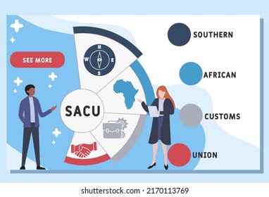 SACU Southern African Customs Union acronym. business concept background.  vector illustration concept with keywords and icons. lettering illustration with icons for web banner, flyer, landing pag