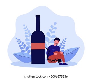 Sad Alcoholic Chained Bottle Wine Man Stock Vector (Royalty Free ...