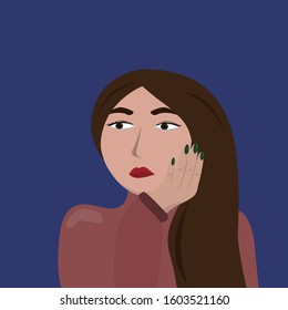 Sad almost crying girl portrait