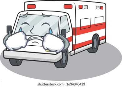 Sad of ambulance cartoon with mascot style