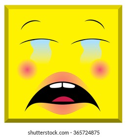 Sad and angry emoticon, vector illustration