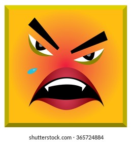 Sad and angry emoticon, vector illustration