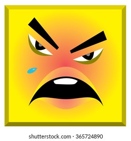 Sad and angry emoticon, vector illustration