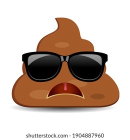 Sad angry poo emoji, vector funny cartoon on white background