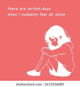 Sad anime quote theme layout illustration