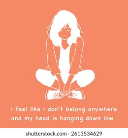 Sad anime quote theme layout illustration