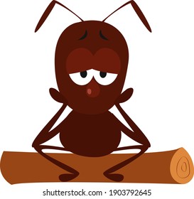 Triste hormiga, ilustración, vector sobre un fondo blanco.
