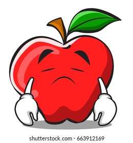Sad apple cartoon character design vector illustration