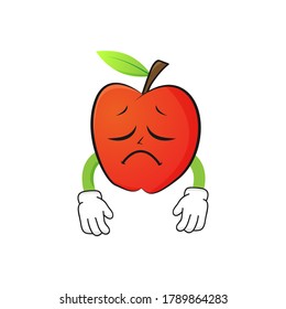 sad Apple character on a white background