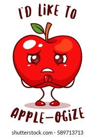 Sad Apple fruit vector.