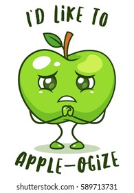 Sad Apple fruit vector.