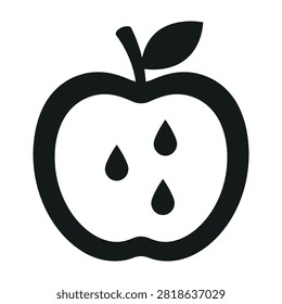 A sad apple with tears falling down its face, symbolizing disappointment or sorrow, simple black and white illustration