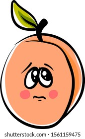 Sad apricot, illustration, vector on white background.