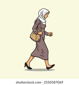 Sad arabian woman walking home