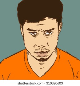 Sad Asian man.